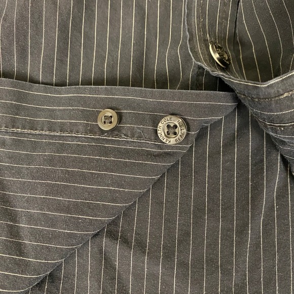 Kenneth Cole REACTION Button Down Shirt Men's‎ Large Gray Striped 100% Cotton - Picture 4 of 12